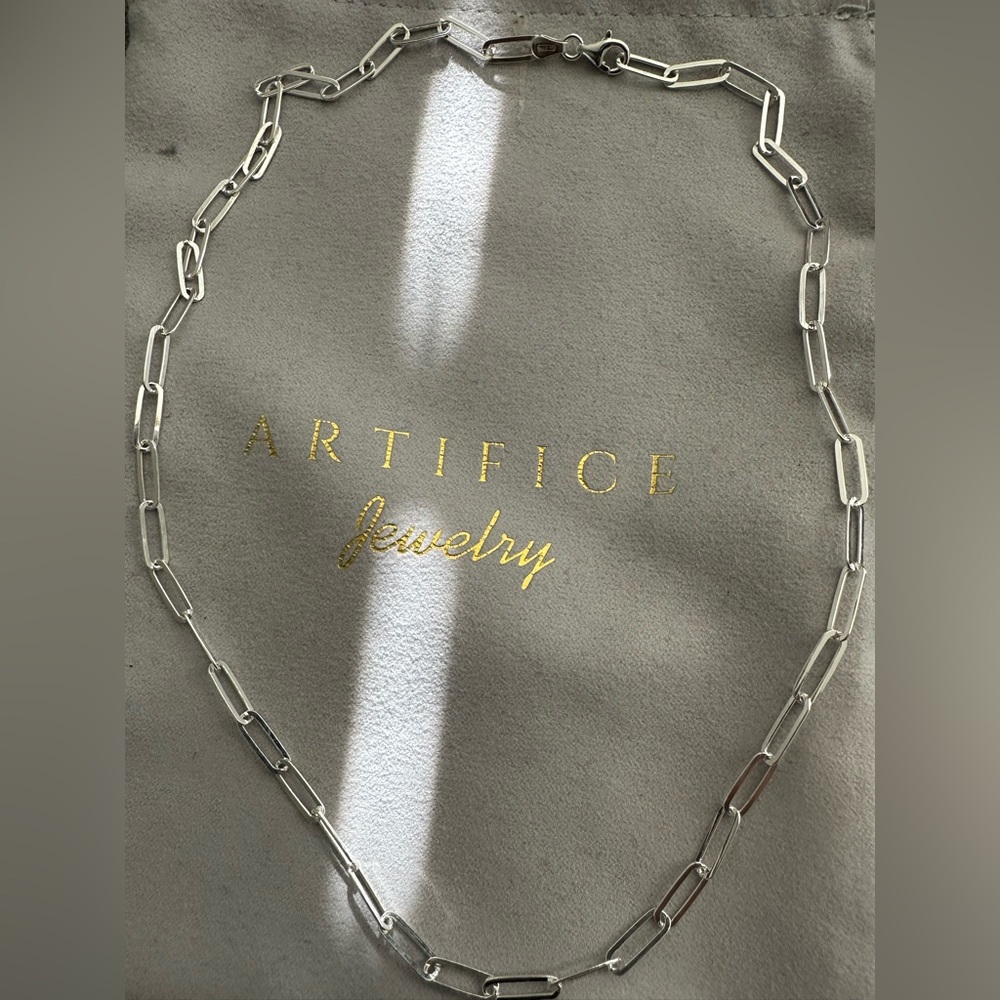 Sterling Silver Paperclip Necklace 17.5” length adjustable - Picture 3 of 4
